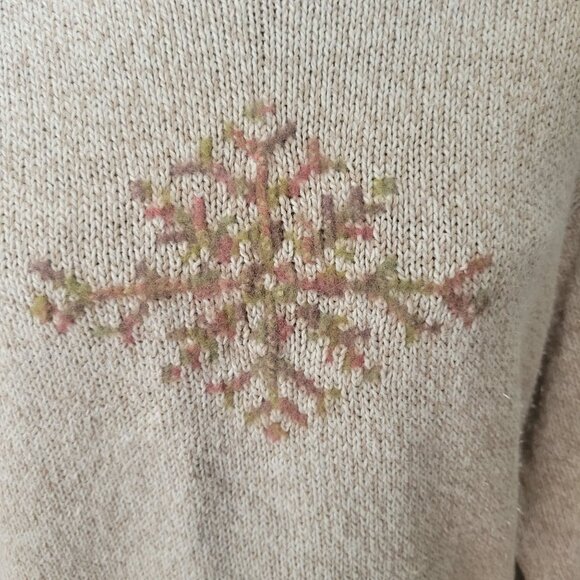 Woolrich Womens Wool Blend Turtleneck Sweater With Floral Snowflake Design M - Picture 2 of 5